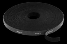 DELTACO borrelås på rull, bredde 9mm, 10m, sort