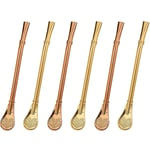 Straws Filtered Spoons, 6PCS Spoon Straws Reusable, Stainless Steel Straws Filter Spoon, Drinking Straw Spoons Suitable for Smoothies Milkshakes Coffee Cocktail (Gold, Rose Gold)