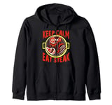 Keep Calm And Eat Steak Design Chef Grill BBQ Master Gift Zip Hoodie