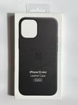 Genuine / Official Apple iPhone 12 Mini Leather Case with MagSafe - Black - New