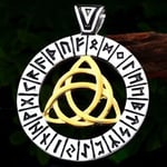 Hängsmycke - Nordisk mytologi Keltisk knut med runor guld