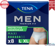 TENA Men Premium Fit Level 4 Incontinence Pants - Large/Extra Large - Pack of 8
