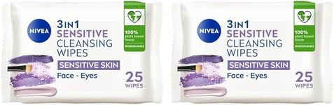 NIVEA Biodegradable Cleansing Wipes Sensitive Skin, Wipes from 100 Percent Plant