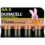 Duracell AA Rechargeable Batteries (Pack of 8), 1300 mAh NiMH, 2000 cycles, pre-charged, Long Lasting Power