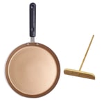 Amuzocity 6/8/10inch Round Non-stick Flat Pan Egg Pancake Frying Pan Open Skillet Gold - as described+Golden, 8 inch