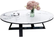 FTFTO Home Accessories Table Furniture Mid Century Oval Coffee Table Faux Marble Top Metal Iron Base Tea Table Laptop Desk Corner Table Cocktail Table for Living Room 80cmx45cmx45cm
