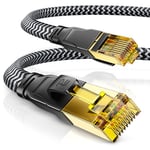 CSL – Câble réseau plat CAT 7 5 m 40 Gbits – Gaine en coton – Câble réseau LAN – Câble de transfert de données – Câble Ethernet RJ45 Gigabit – Vitesse 10000 Mbits – Câble plat – Câble de pose