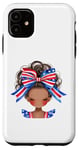 Coque pour iPhone 11 Tenue noire pour fille du 4 juillet avec drapeau patriotique américain pour enfants