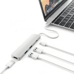 Satechi USB-C Slim Type Multiport Adapter Silver 4k HDMI, USB 2x 3.0, 1xUSB-C för laddning