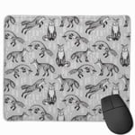 Fox Pattern Drawing Foxes Cute Andrea Lauren Grey Forest Animals Woodland Nursery Art Print Funny Mouse Pad Rubber Rectangle Mouse Pad Gaming Mouse Pad Computer Mouse Pad Color Mouse Pad