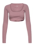 Studio Lounge Ribbed Cropped Long-Sleeve Top Sport Crop Tops Long-sleeved Crop Tops Pink Adidas Sportswear