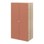 Armoire penderie 2 portes battantes terracotta et effet chêne GoodHome Atomia H. 187 x L. 100 x P. 58 cm