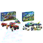LEGO City Le Camion de Pompiers 4x4 et Le Canot de Sauvetage, Jouet pour Garçons et Filles Dès 5 Ans & 60369 City Police Le Dressage des Chiens Policiers, Jouet de Voiture, SUV avec Remorque
