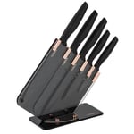 Tower 5 Piece Knife Block - Rose Gold and Black