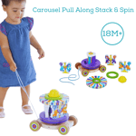 Melissa & Doug Carousel Pull Along Stack & Spin Wooden Toy New Baby Gift 18m+