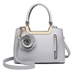 Miss Lulu Handbags for Women Ladies Shoulder Bags Fashion PU Leather Crossbody Top Handle Bag (Grey)