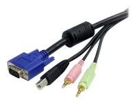 StarTech.com 6 ft 4-in-1 USB VGA KVM Switch Cable with Audio and Microphone - VGA KVM Cable - USB KVM Cable - KVM Switch Cable (USBVGA4N1A6) - Kabel för tangentbord/mus/video/ljud - USB, HD-15 (VGA), mini-phone stereo 3.5 mm (hane) till HD-15 (VGA), mini-phone stereo 3.5 mm, USB typ B (hane) - 1.8 m - för P/N: SV231DDUSB, SV231DVGAU2A, SV431DDUSB