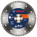 BOSCH DB742SD 7 In. Standard Turbo Rim Diamond Blade with 7/8 In. Diamond Arbor Knockout for Smooth Cut Wet/Dry Cutting Applications in Concrete, Brick, Stone, Masonry