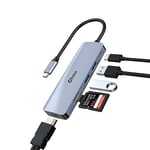 Qhou Hub USB C, Adaptateur multiport 6 en 1 avec HDMI 4K, hub USB 3.0, Design en Aluminium, Transfert de données Rapide, Compatible avec Ordinateur Portable, MacBook Pro/Air, Dell
