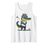 Mens Funny Golf Lover Crocodile Playing Golf Round Sunglasses Tank Top