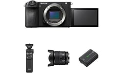 Sony Alpha 6700 | APS-C Mirrorless Camera + Content Creator kit including Bluetooth Shooting Grip, E 15mm F1.4 G Lens and Rechargable Battery Pack