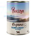 Purizon Organic ekologiskt 6 x 400 g - Ekologisk lax & ekologisk kyckling  med ekologisk spenat