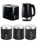 Morphy Richards Kettle 2-Slice Toaster & 3 Pc canisters,Tea,Sugar,Coffee Black