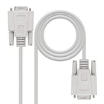 Nanocable 10.14.0602 Serial RS232 Communication Cable, Null Modem, DB9/H-DB9/H, Femelle Female, Beige, 1.8 mts