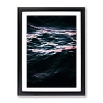 Light Reflecting Upon The Ocean In Abstract Modern Framed Wall Art Print, Ready to Hang Picture for Living Room Bedroom Home Office Décor, Black A2 (64 x 46 cm)