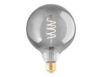 Eglo - Led-Glödlampa Med Filament - Form: G125 - E27 - 4 W (Motsvarande 11 W) - Varmt Vitt Ljus - 2000 K - Genomskinligt Svart