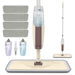 Spray Mop for Cleaning Floors, HOMTOYOU Floor Mop Dry Wet Spray Mop with 2 Refillable Bottles and 4 Reusable Microfibre Pads for Hardwood Laminate Vinyl Tile Wood Floor