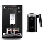 Melitta Automatic Espresso Machine, Purista Model, F230-102, Black, series 300 & 6758122 Cremio II Milk Frother, Bamboo, 450 W, Black