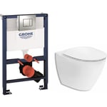 Komplet pakke med Ifö Spira Art væghængt toilet, GROHE cisterne, betjeningsplade og softclose sæde