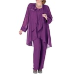 Slowmoose Kvinnor Chiffong Brud Klänning, Byxor Kostym Purple 16w