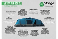 Vango Vesta AIR 850XL Inflatable 8 Berth Tunnel Tent & Groundsheet Package