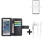 Wallet Case Cover for Sony Xperia Ace II + headphones black screen protector