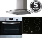 SIA 60cm Stainless Steel Digital Single Oven, 13A Induction Hob & Curved Hood