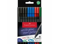 Faber-Castell Grip Finepen, Svart, Blå, Grön, Röd, Fin, Triangel, Metall, 0,4 Mm, Låda Av Kartong