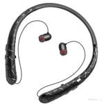 Milageto HX831 Casque , écouteurs Rétractables Fil Neckband Headset Sports Stéréo Antibruit Écouteurs avec Micro Noir