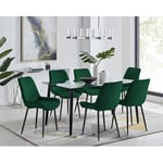 Furniturebox UK (Green) Pisa Black Leg Glass Dining Table and 6 Pesaro Chairs