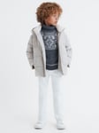 Reiss Kids' Disere Sherpa Collar Quilted Jacket, Soft Grey