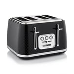 Swan Elegance 4 Slice Toaster Textured Black Gloss Finish Chrome Trim ST19025BLK