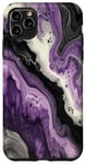 Coque pour iPhone 11 Pro Max Drapeau Asexuality Marble Pride | Art en marbre noir, violet, gris