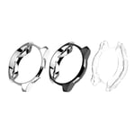 Hemobllo 3 Pcs Compatible for Samsung Galaxy Watch 42mm Case - Electroplated TPU Cover Anti-drop Protective Case Scratch Resistant Cover Bumper Shell Frame (Black+Silver+Transparent)
