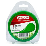 Oregon String Trimmer Line, Replacement Nylon Strimmer Wire for Grass Trimmers & Brushcutters, DIY & Gardening, Universal Fit, All Purpose, Round Cord, 2mm x 15m Spool, Green (69-356-GR)