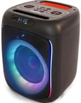 Ibiza - CUBE180-6.5"/16cm 180W battery powered speaker with wired microphone and light effect - Bluetooth, USB, MicroSD, TWS - Black