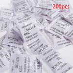 Silica Gel Pouches, 200Pcs Silica Gel Sachets Desiccant - Moisture Damp Absorber Dehumidifier Mildew Odors for Food Wardrobe Cupboard(3 * 4cm,White)
