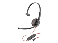 Poly Blackwire 3210 - Blackwire 3200 Series - headset - på örat - kabelansluten - aktiv brusradering - USB-C - svart - Skype-certifierat, Avaya-certifierad, Cisco Jabber-certifierad