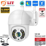 5MP HD Smart WIFI Calving Camera Outdoor PTZ IP Dome CCTV Home Security 128GB