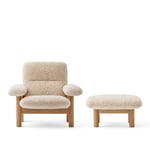 Audo Copenhagen - Brasilia Lounge Chair & Ottoman - Natural Oak/Sheepskin Natural - Sittpuffar